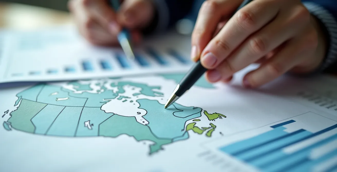 Vue macro de documents de recherche d'entreprises avec graphiques et cartes géographiques