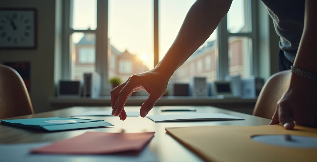 Consultation entre un étudiant et un conseiller académique dans un bureau universitaire