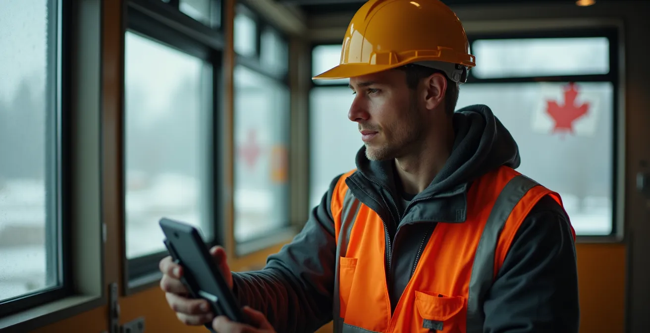 Travailleur de la construction en formation hivernale dans un centre de formation canadien