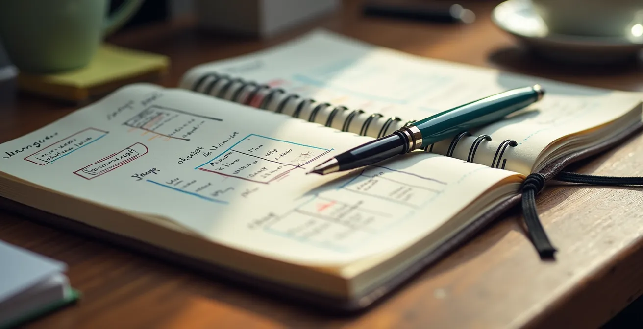 Carnet de notes professionnel avec graphiques de progression de stage