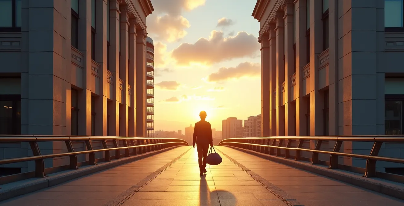 Représentation symbolique d'une passerelle entre cégep technique et université
