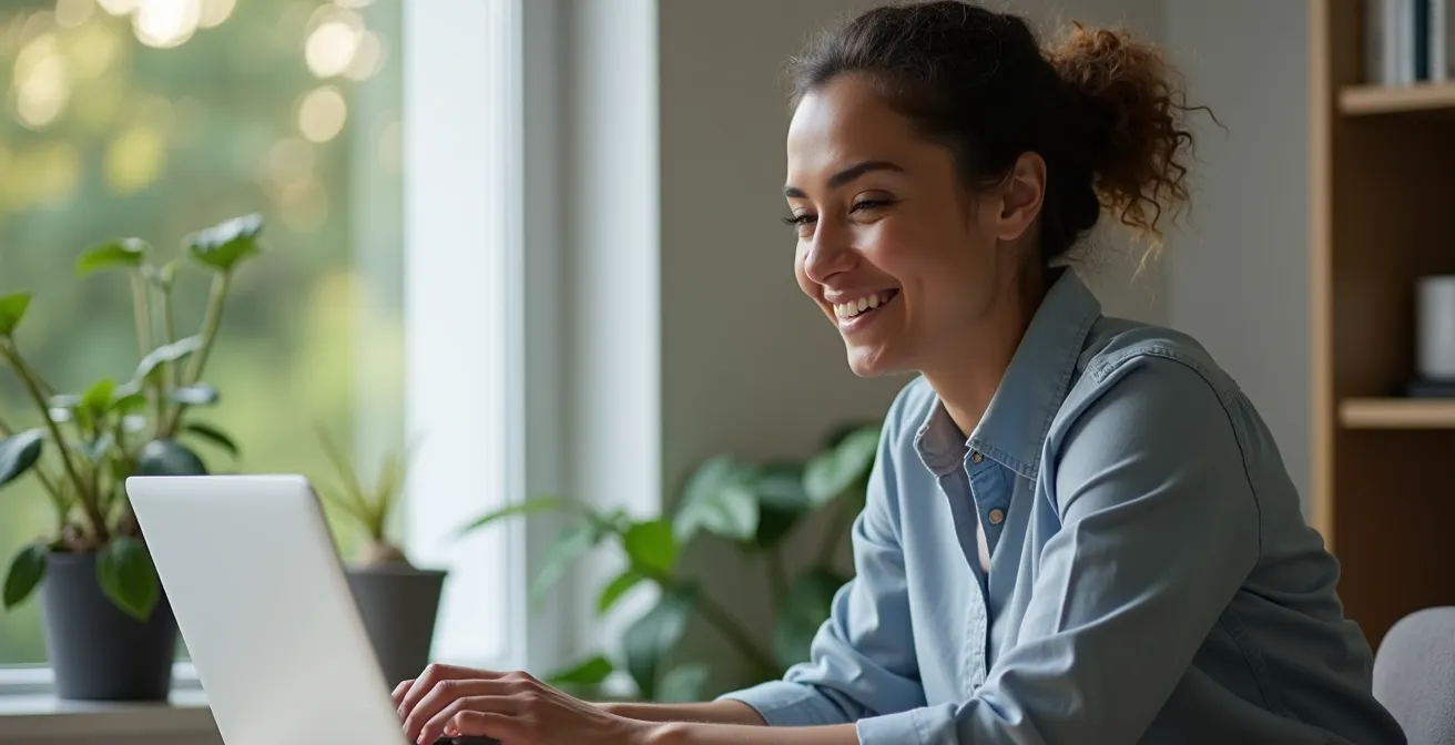 Personne concentrée configurant un compte en ligne sur ordinateur portable