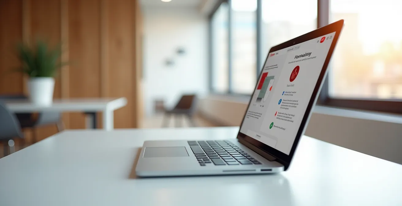 Écran montrant un profil LinkedIn professionnel optimisé pour la recherche d'emploi