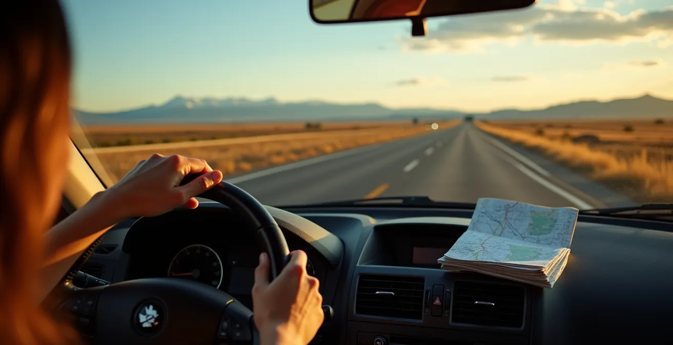Vue de conducteur sur la route Transcanadienne traversant différents paysages provinciaux