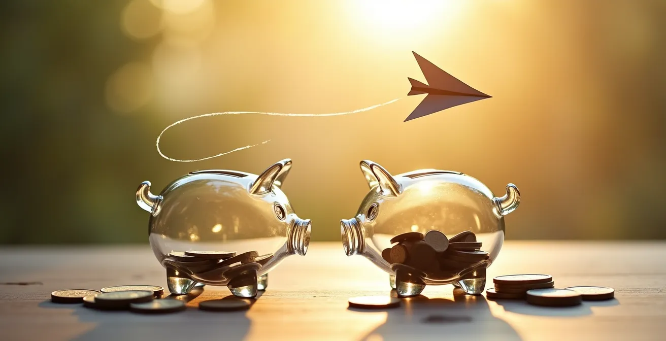 Comparaison visuelle entre REER et CELI avec symboles d'épargne et graphiques de croissance